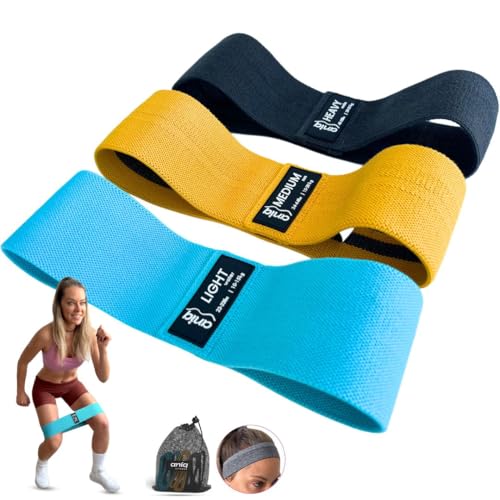 ANIQ® The Original | Fabric Resistance Bands Set | Extra Thick | Anti-Slip | Exercise Bands for Pilates, Yoga, Gym. Booty ...
