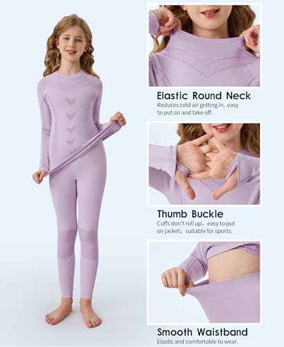 beautyin Thermal Underwear for Kids Athletic Thermals Top and Bottom Set Boys Girls Long Johns Set Winter Base Layer