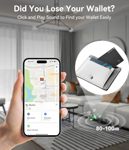 Ultrbeka Ultra-Thin Wallet Tracker Card 0.094in IP68 Waterproof Bluetooth Tracker for Wallet, Passport, Work with Apple Fi...