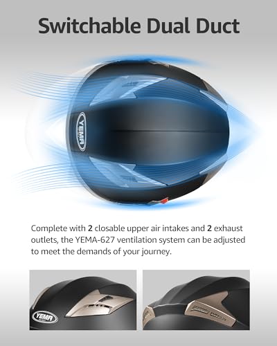 YEMA Open Face Motorcycle Helmets, DOT Approved 3/4 Moped Helmet Dual Visor Quick Release Buckle, Helmets for Adults Motor...