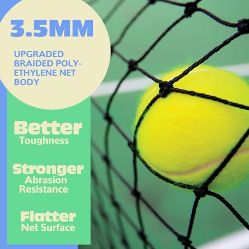 Tennis Net Professional Tennis Court Net 42FT Replacement Nets Heavy Duty Sport Nets with 2 Fiberglass Dowels, Compatible ...