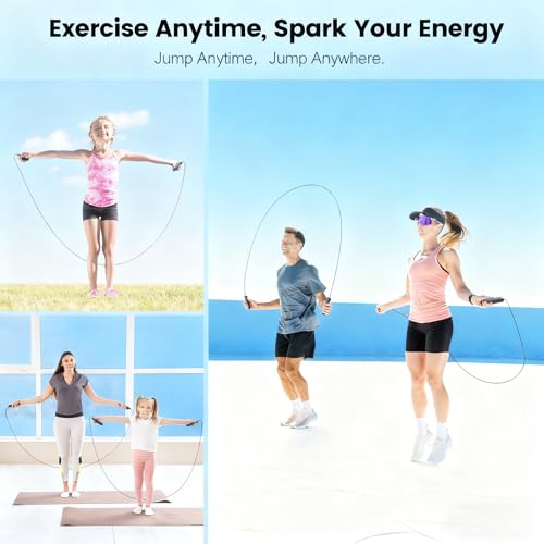 AgiliQ Jump Rope, Adjustable Jump Ropes,Skipping Rope Tangle-Free Rapid Speed with Ball Bearings for Women Men Kids,Exerci...