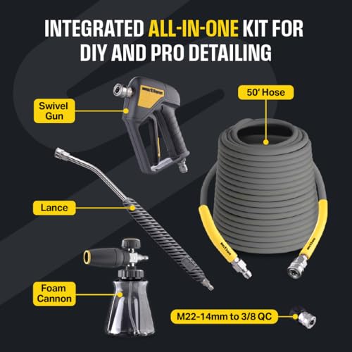 Active Pressure Washer Accessory Bundle, Adaptable for All Electric & Gas Pressure washers w/ M22-14mm Connections. Swivel...