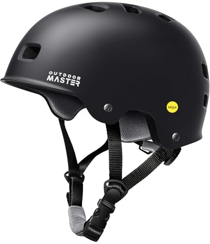 OutdoorMaster MIPS Skateboard Cycling Helmet for Adults - Lightweight, Ventilated Multi-Sport Helmet with Two Removable Li...