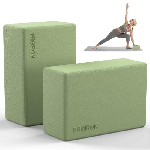PROIRON Yoga Blocks, 2 Pack Supportive High Density Premium Eva Foam, Soft Non-Slip Surface with Curved Edges Stretch Bloc...