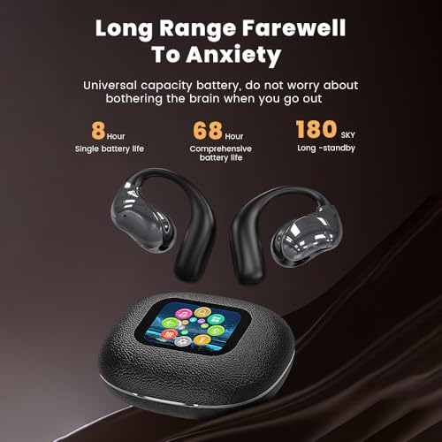 Piluyaa Open Ear Earbuds Ultra Comfort Wireless Bluetooth 5.4 Headphones Over The Ear Earbuds with Intelligent Touch Scree...