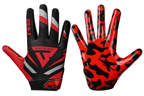 Beast AT Least Youth Football Gloves, Sticky Wide Receiver Gloves for Kids & Adults, Flag Football Gloves with Enhanced Si...