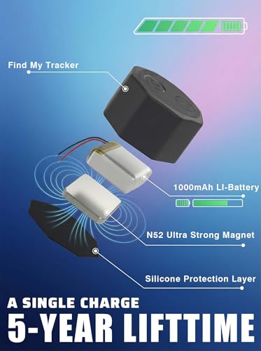 Findcard Air Tracker Tag Hidden Ultra Magnetic Finder for Vehicles, | No Monthly Fee | 5-Year Battery | Works with Apple F...