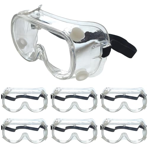 AmaStep Safety Goggles 6 Pack - Anti-Fog Protective Safety Glasses - Clear Lens Adjustable Soft Lightweight Protection Eye...