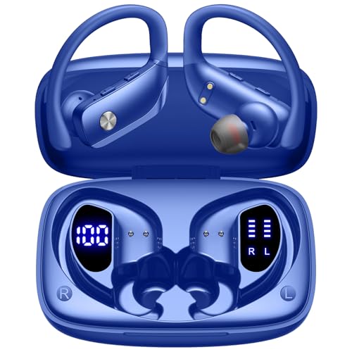 bmani Ear Buds Wireless Earbuds Bluetooth Headphones with 80H Playtime LED Display Case, Over-Ear Hook with Mic, Stereo So...