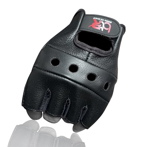 BTR BORN TO RACE Premium Cowhide Leather Driving Gloves | Fingerless Motorcycle Gloves for Men and Women | Open Knuckle De...