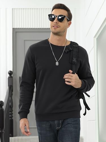 MAGCOMSEN Men's Sherpa Lined Sweatshirts Fleece Pullover Basic Tops Warm Crewneck Winter Sweatshirt