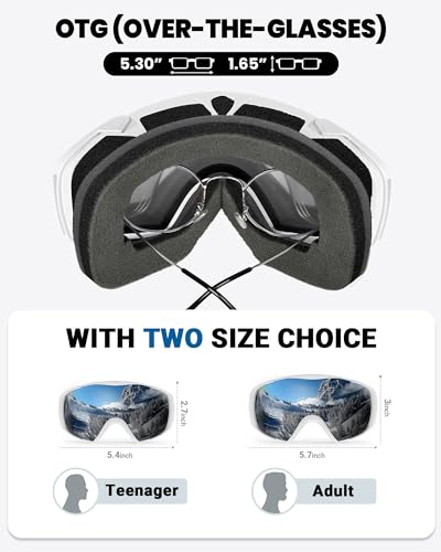 OutdoorMaster Ski Goggles with Cover Snowboard Snow Goggles OTG Anti-Fog