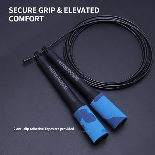 Speed Jump Rope for Men Women, Hererope Speed Rope With Dual Bearing System, 2 Cables, Adjustable Jump Rope for Boxing, Cr...