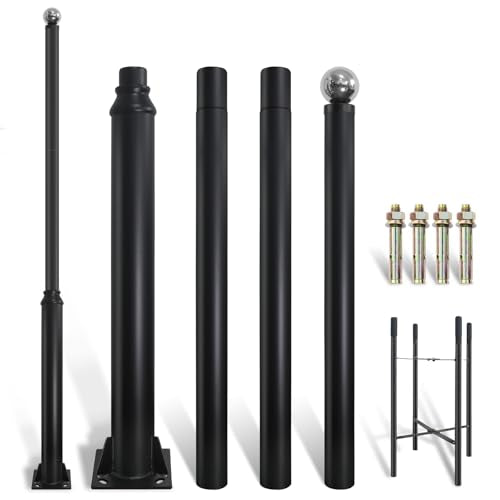 Street Light Pole 13ft Tall, Black Outdoor Galvanized Heavy-duty Metal Solar Street Lamp Post, Suitable for Outdoor Street...