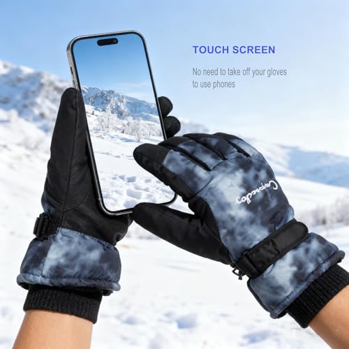 HinyBoeh Women's Winter-Ski-Gloves Thermal Cold-Weather-Gloves,Warm Windproof Gradient Touchscreen Glove