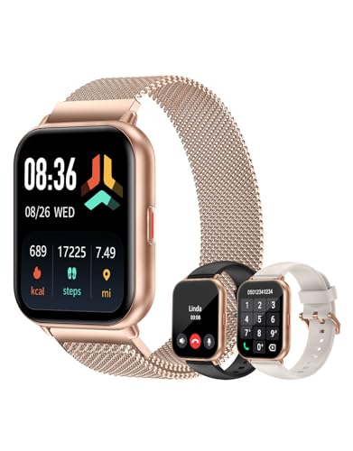 Smart Watches for Women Men (Answer/Make Calls, 3 Bands), 1.85" Fitness Tracker Watch for iPhone/Android Phones with Heart...