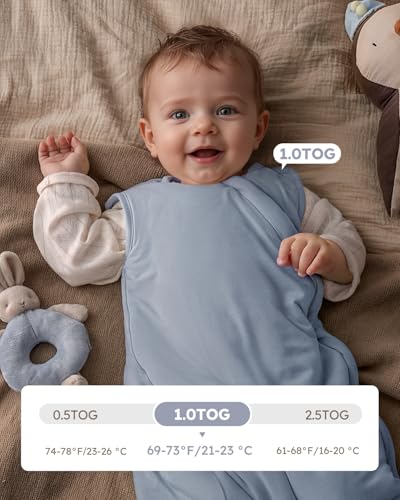 Yoofoss Rayon Made from Bamboo Baby Sleep Sack 0-6 Months 1.0 Tog Baby Wearable Blanket, Super Soft Infant Toddler Sleepin...