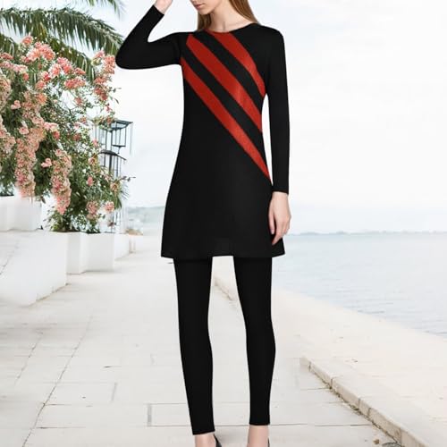 Muslim Women's Conservative 3 Piece Swim Set Oversized Long Sleeve Trousers Swim Cap Modest Bathing Suit for Vacation