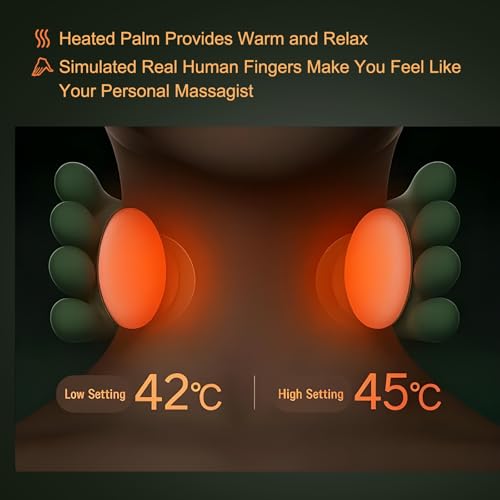 DrVibro Neck Massager, Shiatsu Neck and Back Massager with Heat, 4D Kneading Simulated Human Hand Design Electric Deep Tis...