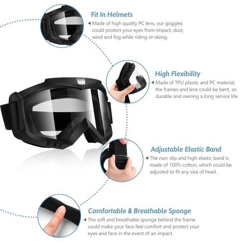 Lievermo Dirt Bike Goggles for Motorcycle, ATV, Motocross, Ski, and Racing Helmet