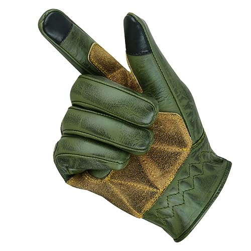 Leatherick Mens Cowhide Leather Motorcycle Gloves - Durable, Touch Screen Compatible Motorcycle Gloves with CE Certified P...