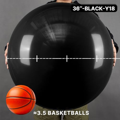 PartyWoo Black Balloons 4 pcs 36 Inch Latex Helium Matte Black Balloons for Baby Shower Birthday Graduation Casino Gaming ...