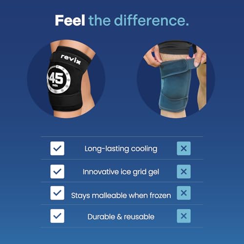 REVIX Knee Ice Pack Wrap, 45-Minute Long-Lasting Ice Pack for Knees with Ice Grid Gel Design, Reusable Gel Ice Wrap, Cold ...
