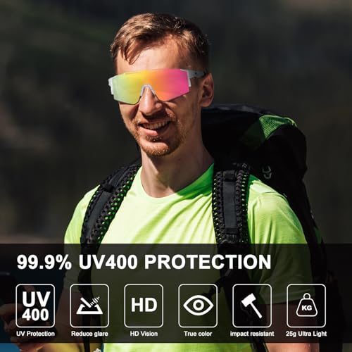 IX INOXTO Sports Sunglasses for Men Women Cycling Sunglasses Lightweight TR90 Frame UV400 Protection Goggles for Baseball Run