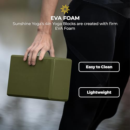 Sunshine Yoga 4" Yoga Block, 6 Pack Bulk EVA Foam Yoga Blocks, Firm and Supportive Yoga Brick, Balance Foam for Stretchin...