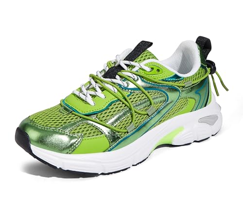 LUCKY STEP Women's Fashion Walking Shoes Running Platform Mesh Casual Sport Gym Work Adjustable Lace Lifestyle Stylish Tre...
