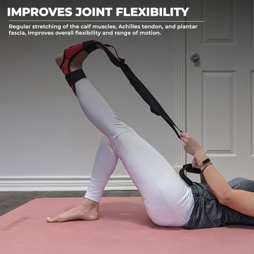Yaghzu Foot and Calf Stretcher - Stretching Strap for Plantar Fasciitis, Achilles Tendonitis, Heel Spurs, Foot Drop, & Ham...