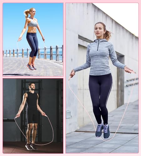 Jump Rope for Fitness, AUMCDIK Speed Skipping Rope for Women Men, Adjustable Jumping Rope with Alloy & Silicone Handle for...
