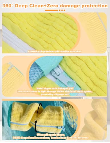 4Pcs Reusable Shoe Washing Machine Bag Set (Cleaning, Drying and Storage) - 360° Deep Cleaning - Large Laundry Shoe Cover ...