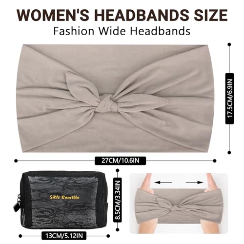 S&N Remille Wide Headbands for Women, Large Hairband, Elastic Non-Slip Headband Twist Knotted Accessories, Yoga Workout Vi...