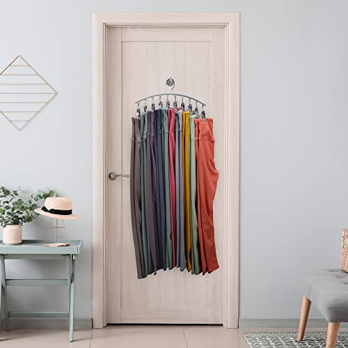 Volnamal Legging Organizer for Closet, Metal Yoga Pants Hanger w/Rubber Coated 2 Pack w/10 Clips Hold 20 Leggings, Hangers...