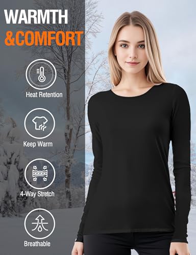 Women's Long Sleeve Thermal Underwear Lightweight Compression Baselayer Shirt Women Clothing Premium Comfort Winter Tops