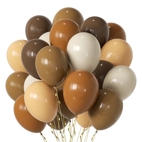 Brown Party Balloons,50pcs 12 Inch Retro Brown Sand White Balloon Coffee Cocoa Tan Neutral Balloons Apricot Beige Nude Bal...
