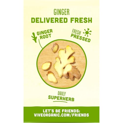 Vive Organic Ginger Boost Wellness Shot, Fresh Pressed Ginger Shot, 2 fl oz Bottles, 4-Pack