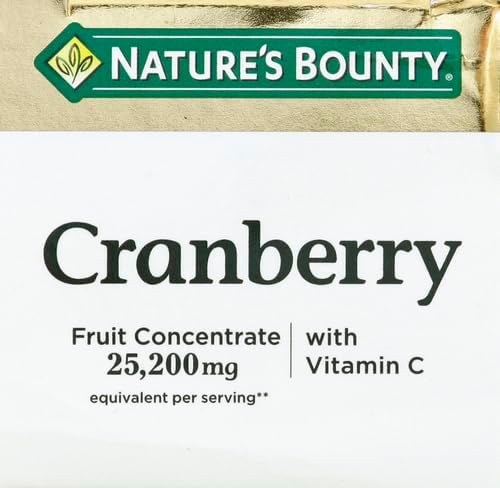 Nature's Bounty Cranberry Dietary Supplement, Supports Urinary Tract and Immune Health, Softgels, 25,200 Mg, 60 Ct