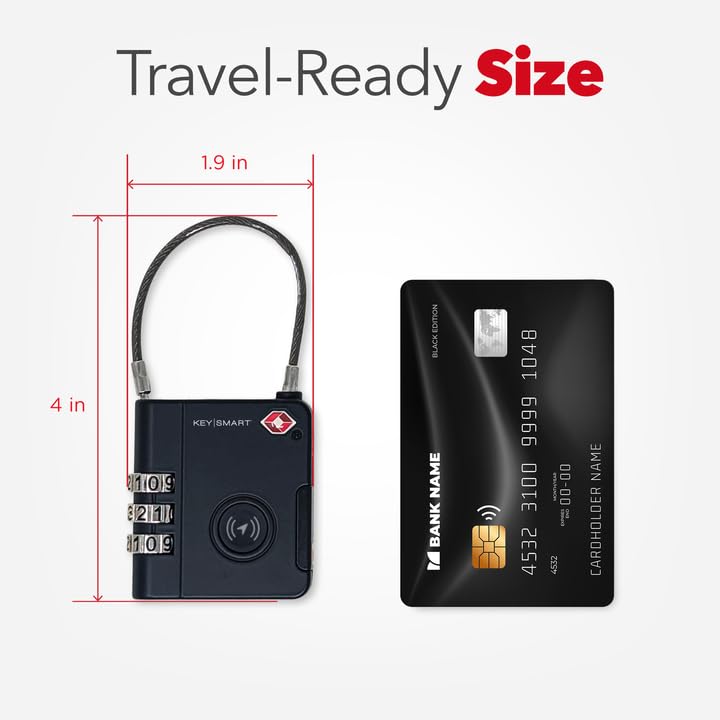 KeySmart SmartLock Tracking Luggage Locks, TSA Locks for Luggage, GPS Tracker, Combination Lock Compatible with Apple Find...