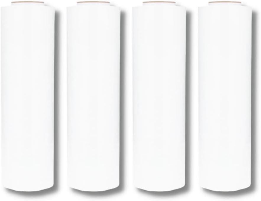 PSBM White Stretch Wrap, 15 Inch x 1476 Feet, 144 Pack, Tinted Pre-Stretched Shrink Wrap Film for Moving, Packaging, Pallet Wrapping