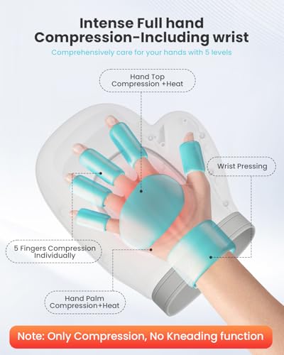 COMFIER Cordless Hand Massager for Arthritis and Carpal Tunnel, Updated Bigger Electric Hand Massager with Heat and Compre...