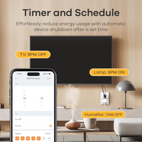 Linkind Matter Smart Plug, Work with Apple Home, Siri, Alexa, Google, SmartThings, Smart Home Smart Outlet Timer 15A/1800...