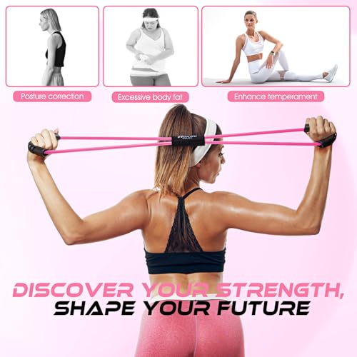 Resistance Bands, Figure 8 Resistance Band, Exercise Bands with Handles, Weights Workout Bands for Arms, Back, Shoulder, L...