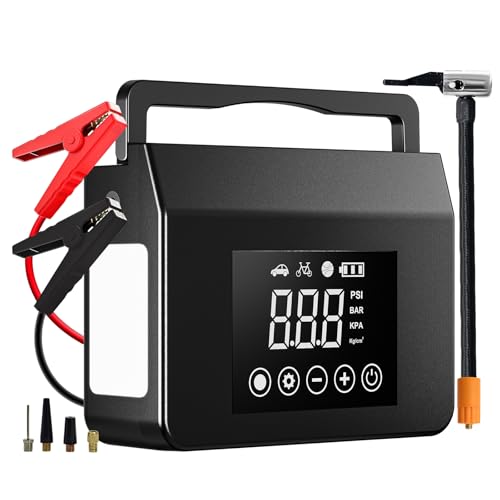 Hieha Car Battery Jump Starter with Air Compressor 4000A (9.0 L Gas/8.0L Diesel), Battery Charger 12V Jump Box with 150PSI...