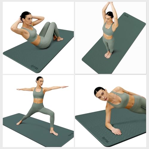 WEILA Extra Thick 10mm Yoga Mat - Non-Slip TPE Fitness Mat for Yoga, Pilates & Workout, 76"x28" Large Dual-Color with Carr...