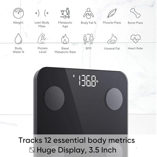 Wyze Smart Scale X - Digital Bathroom Scale for Body Weight, BMI, Body Fat, Muscle Mass, Heart Rate Monitor | ITO Glass & ...