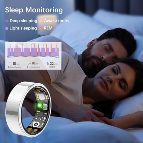 Smart Health Ring for Women Men, Fitness Tracker Ring with Heart Rate, Blood Oxygen, Sleep Tracker, Step Tracker, No Subsc...