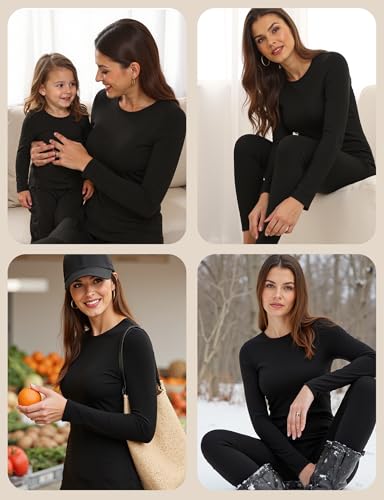 YOGINGO Womens Thermal Fleece Lined Underwear Set Long Johns Base Layer Warm Long Sleeve Shirt & Leggings for Cold Weather